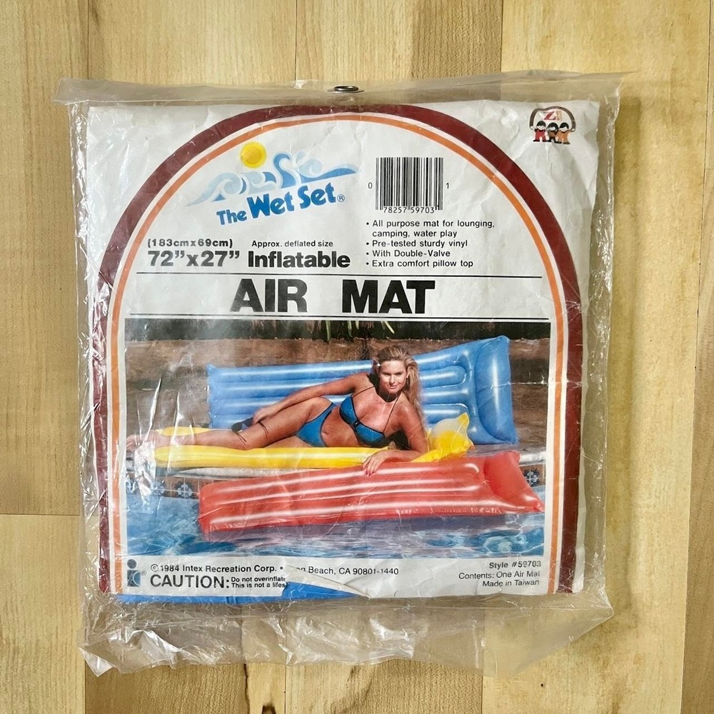 Vintage Pool Float New Blue Intex Wet Set Air Mat 80s Retro Pool Party Summer